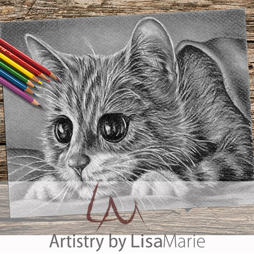 Kitten grayscale printable coloring book page â artistry by lisa marie