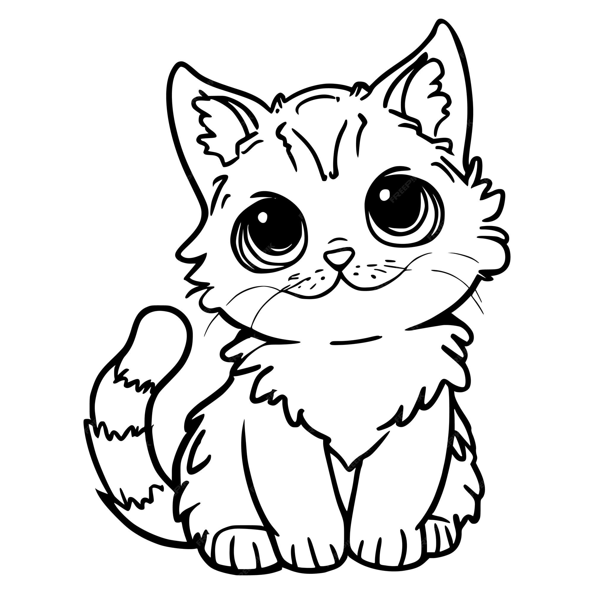 Premium vector cute kitten coloring pages for kids and toddlers