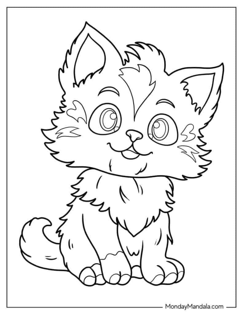 Kitten coloring pages free pdf printables