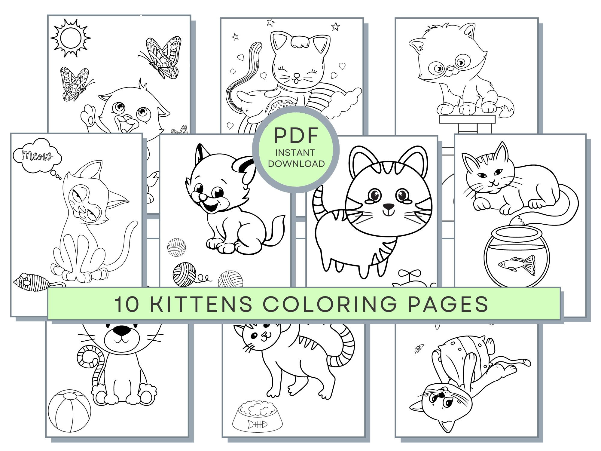 Kitten coloring pages kitten pdf coloring kitten printables kitten coloring sheet cat coloring pages kitten activity page cat printable