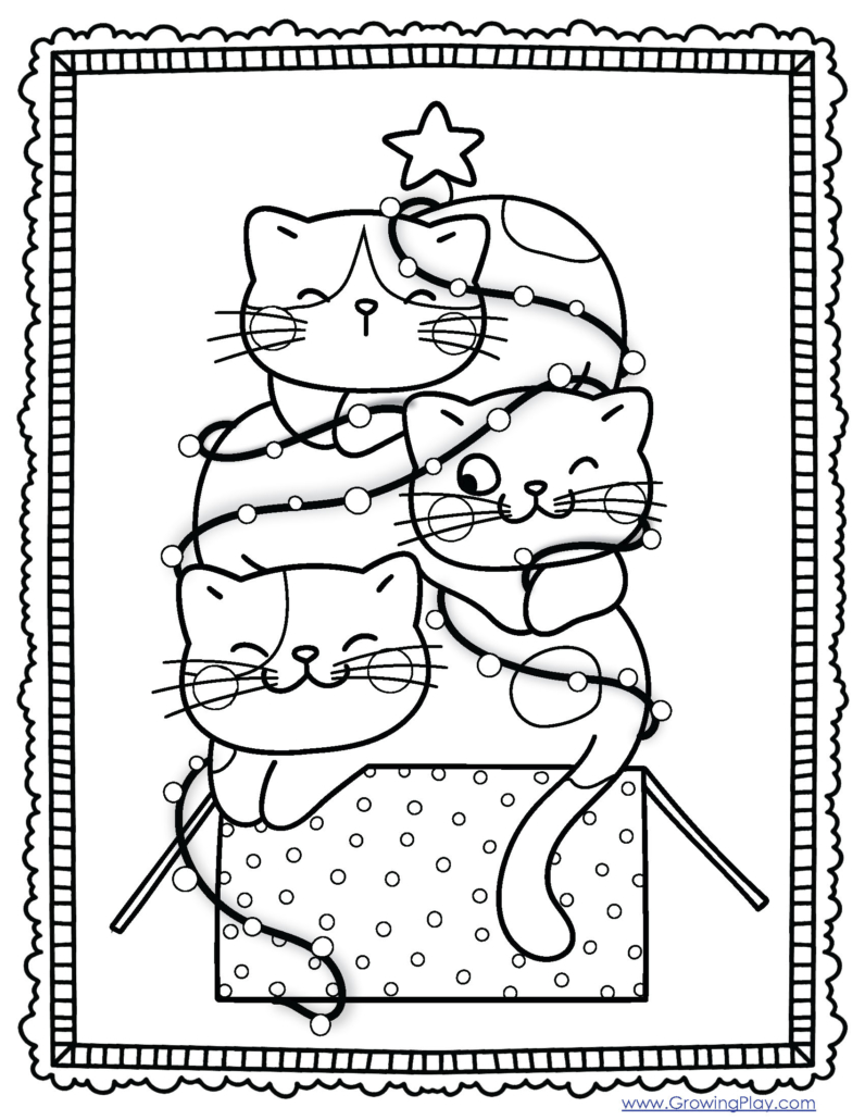 Christmas cat coloring pages pdf