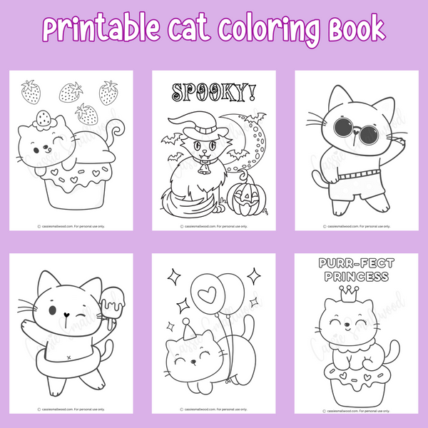 Printable cat coloring book pages â cassie smallwood