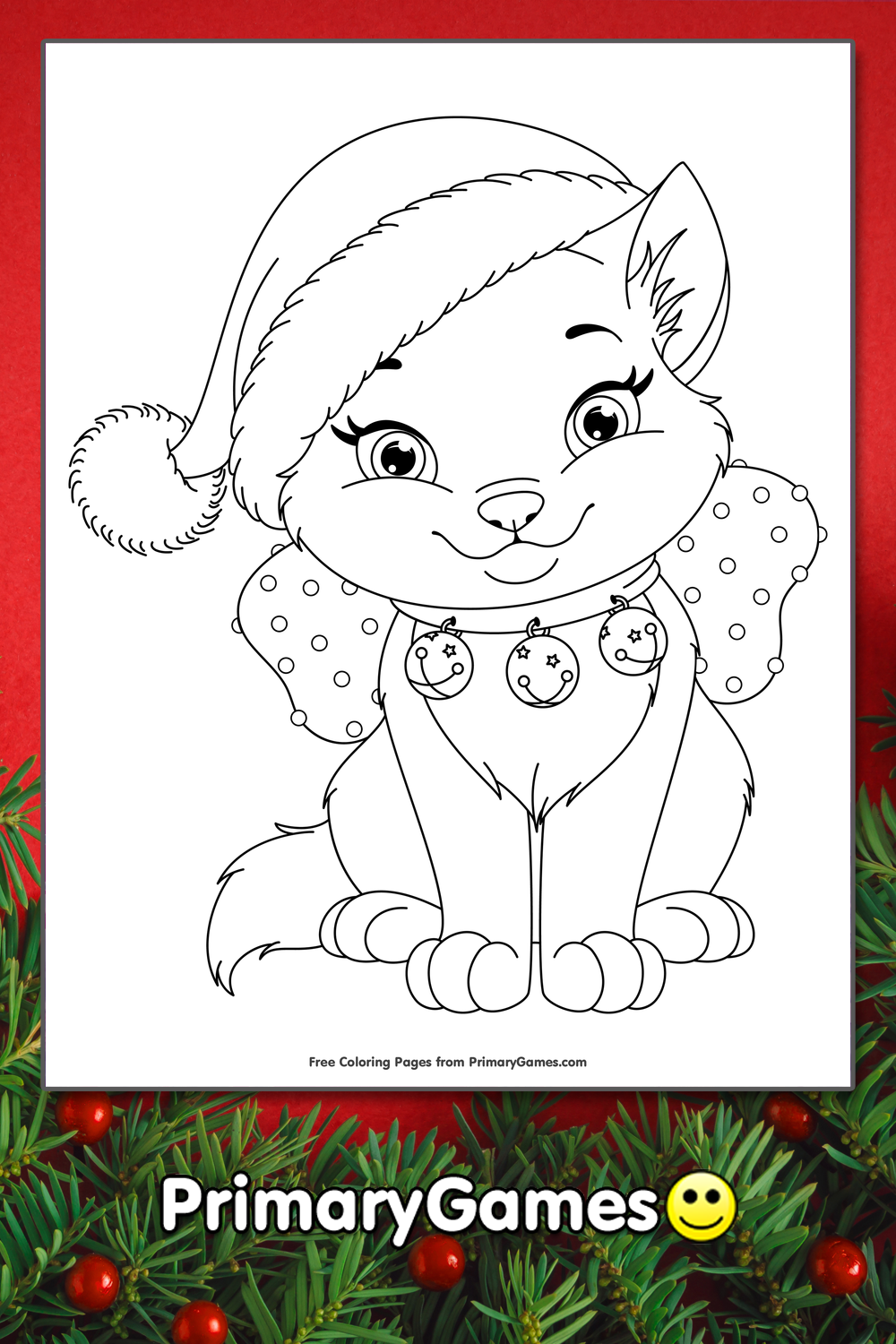 Christmas kitten coloring page â free printable pdf from