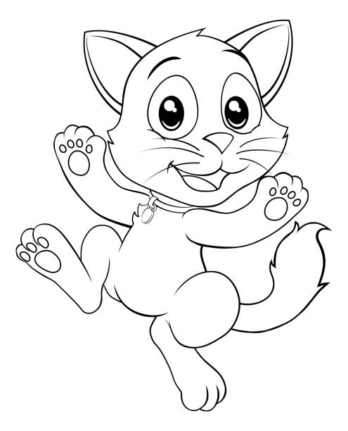 Cat cute cartoon kitten animal coloring book page stock illustration