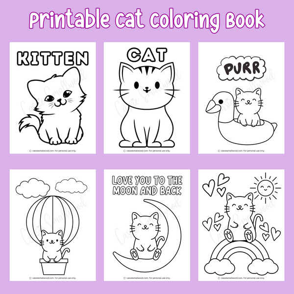 Printable cat coloring book pages â cassie smallwood