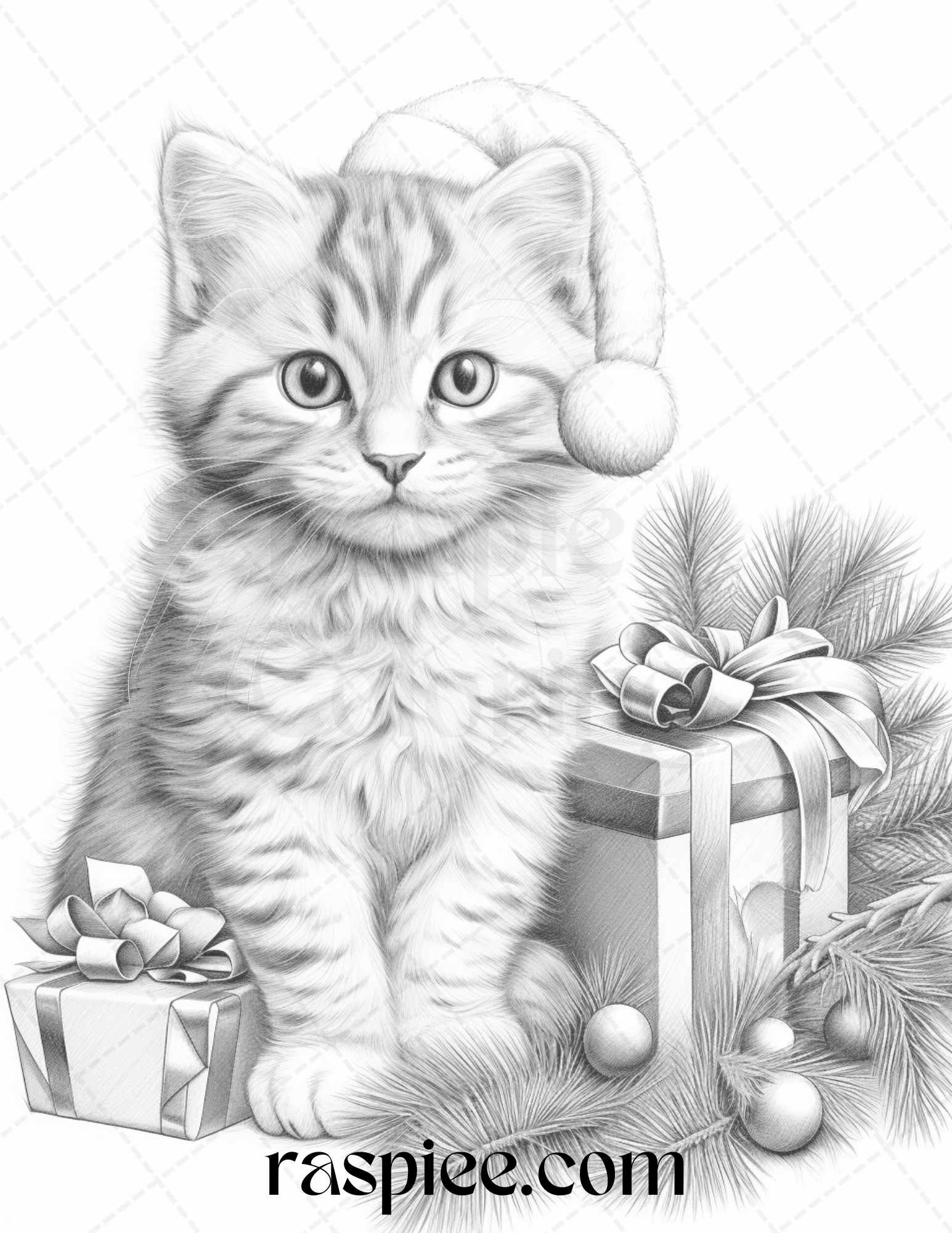 Christmas animals grayscale coloring pages printable for adults pd â coloring