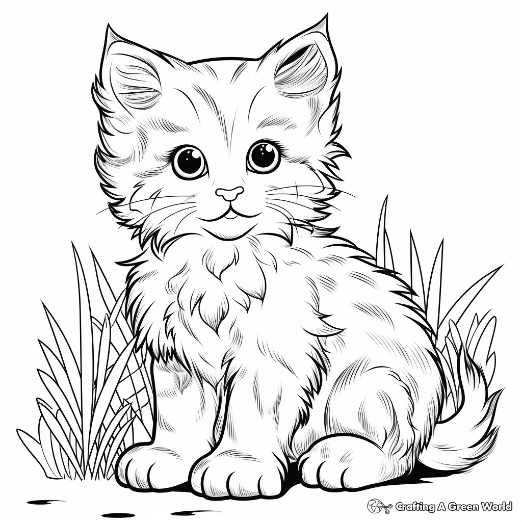 Realistic kitten coloring pages