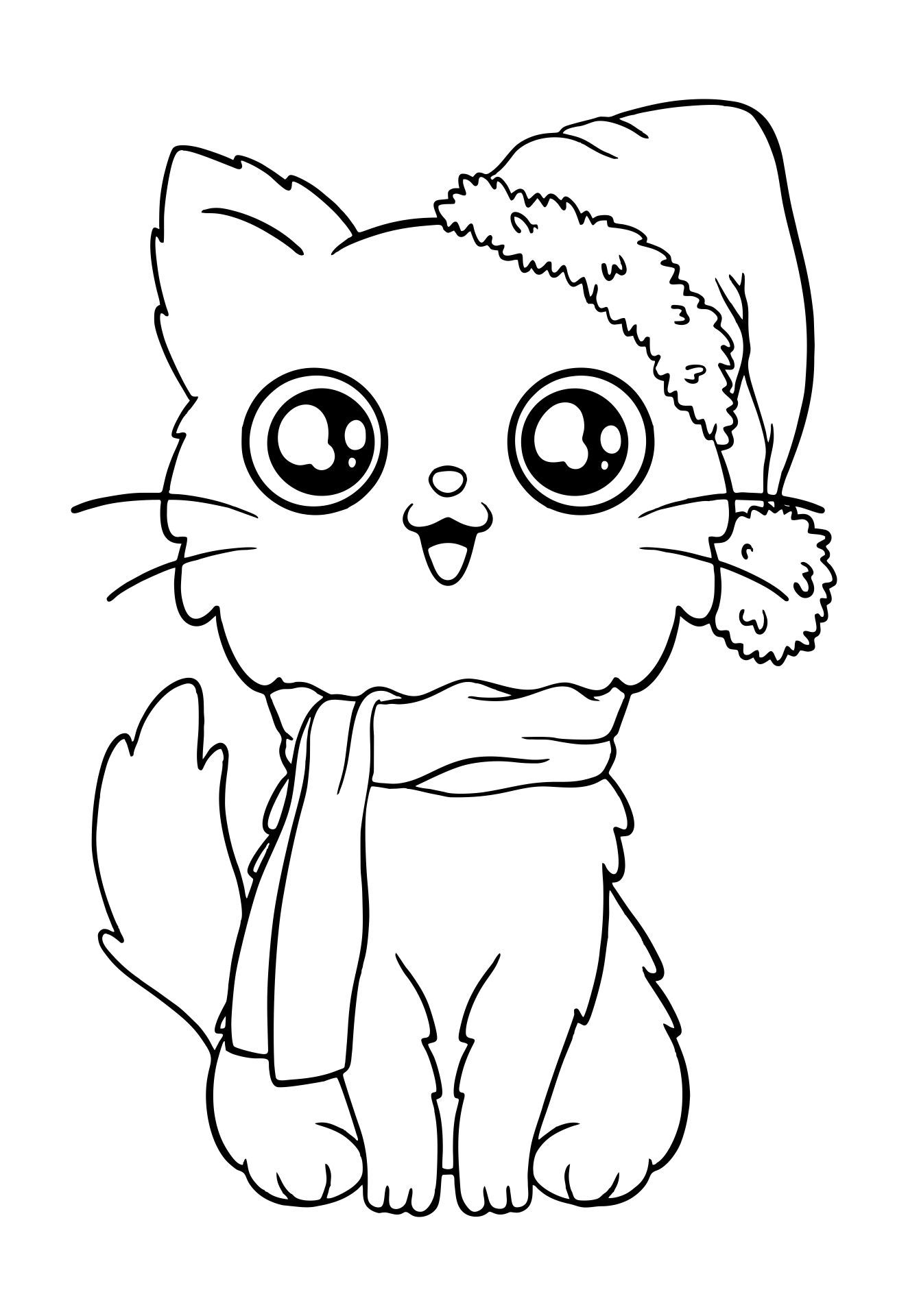 Printable simple christmas kitten coloring pages kitty coloring christmas coloring sheets cat coloring page