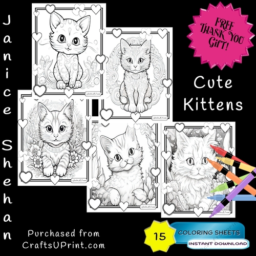 Kittens kitten beautiful cat coloring book printable coloring pages for children printable coloring pages sheets free thank you gift