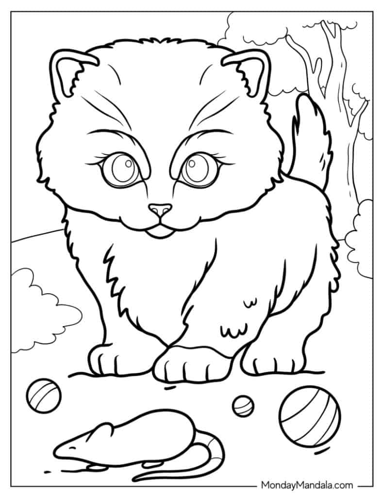 Kitten coloring pages free pdf printables