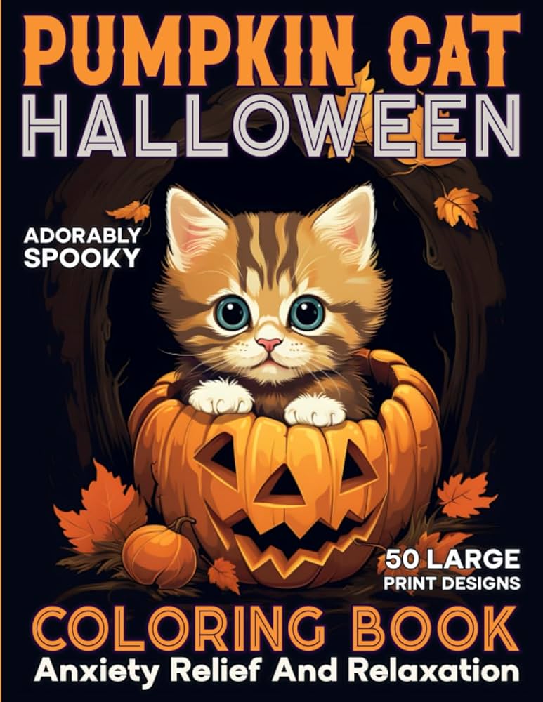 Halloween cat coloring book for kids and adults adorable kittens in spooky jack