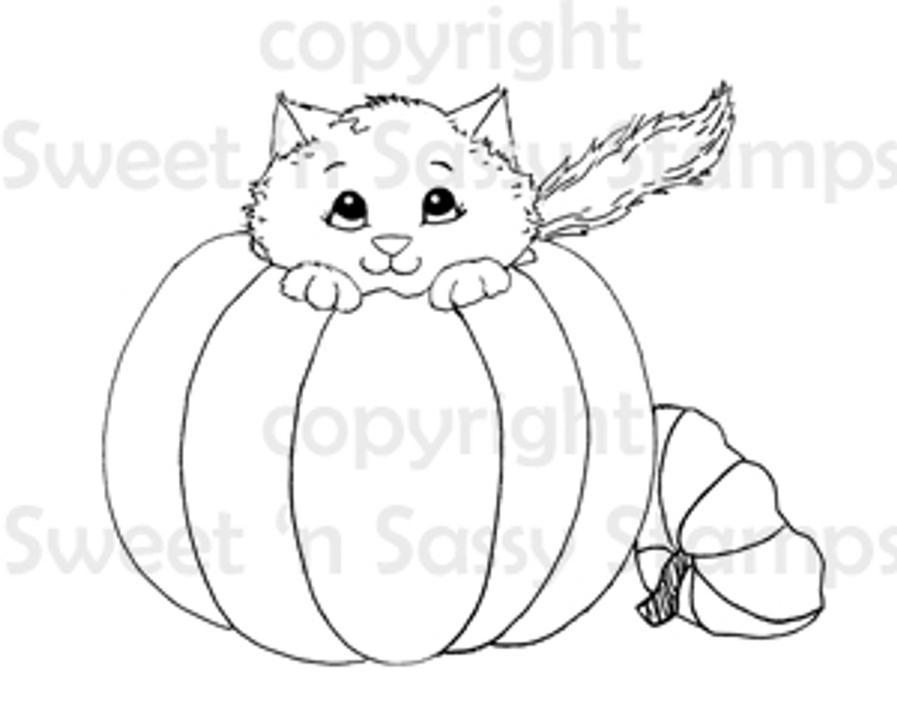 Pumpkin kitty digital stamp