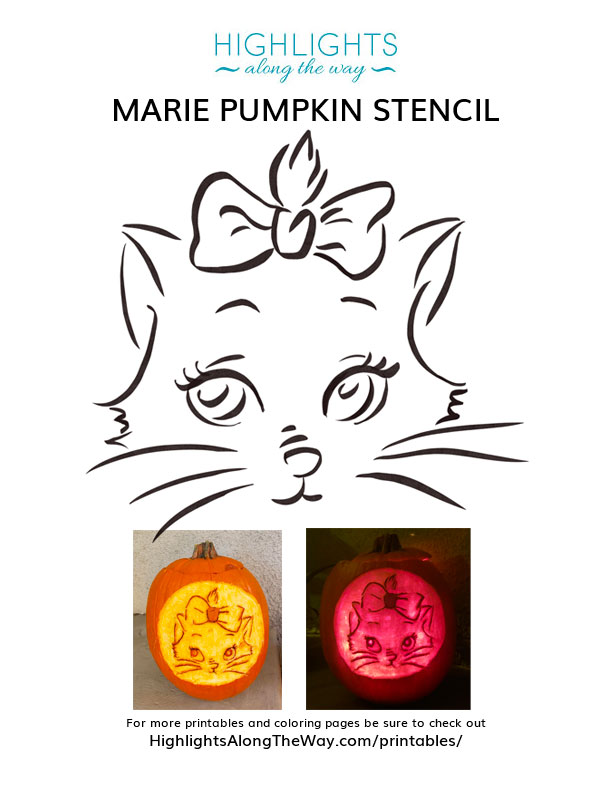 Free printable marie aristocats pumpkin carving stencil