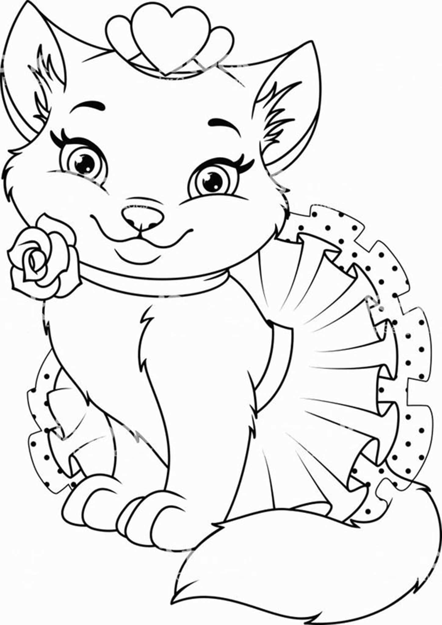 Free easy to print kitten coloring pages