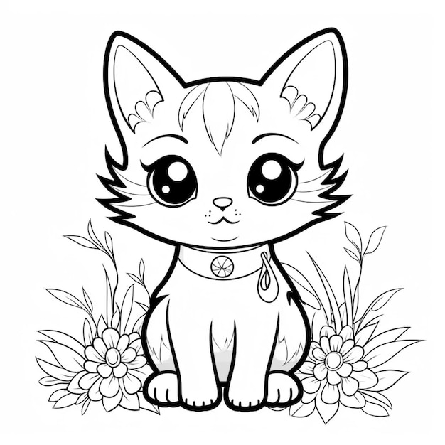 Premium ai image coloring pages of cats and kittens to print generative ai