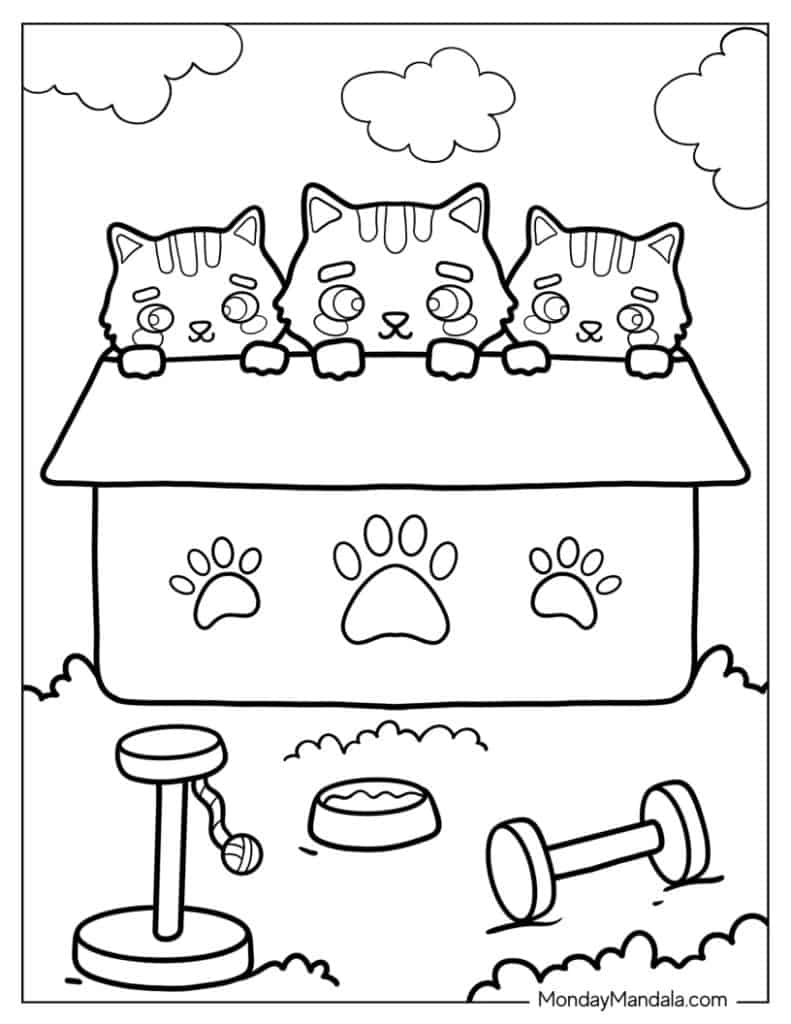 Kitten coloring pages free pdf printables