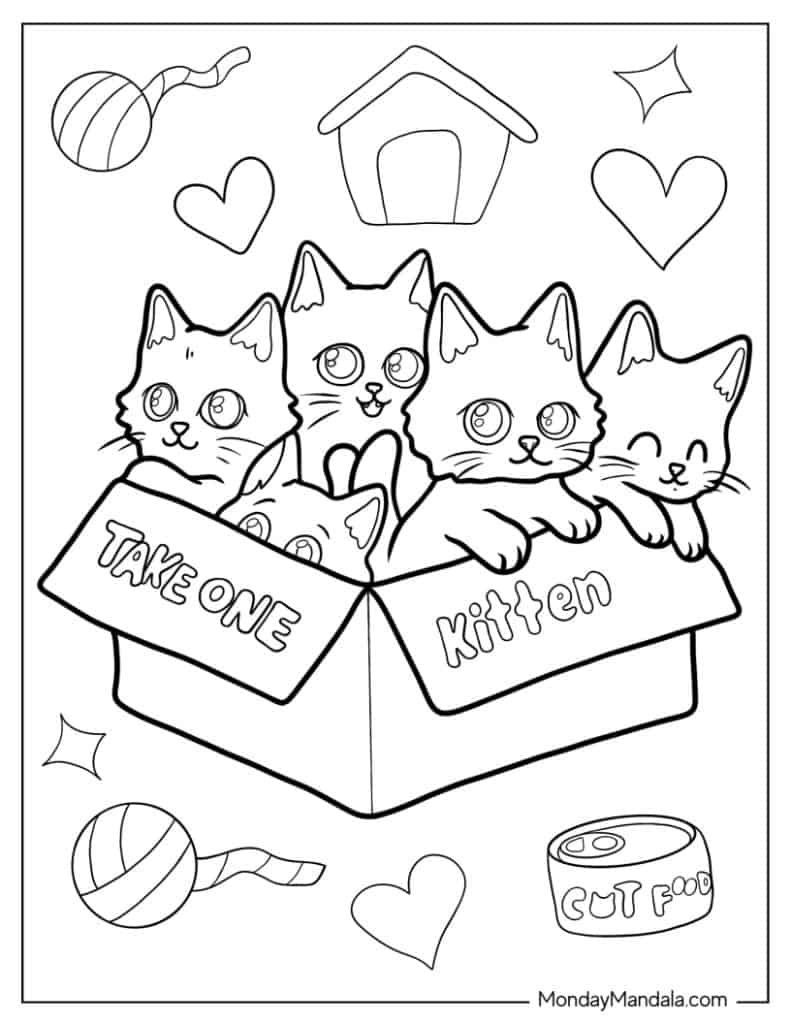 Kitten coloring pages free pdf printables