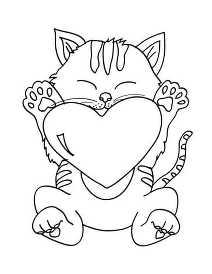 Valentine cat coloring pages valentine coloring pages valentines day coloring page cat coloring page