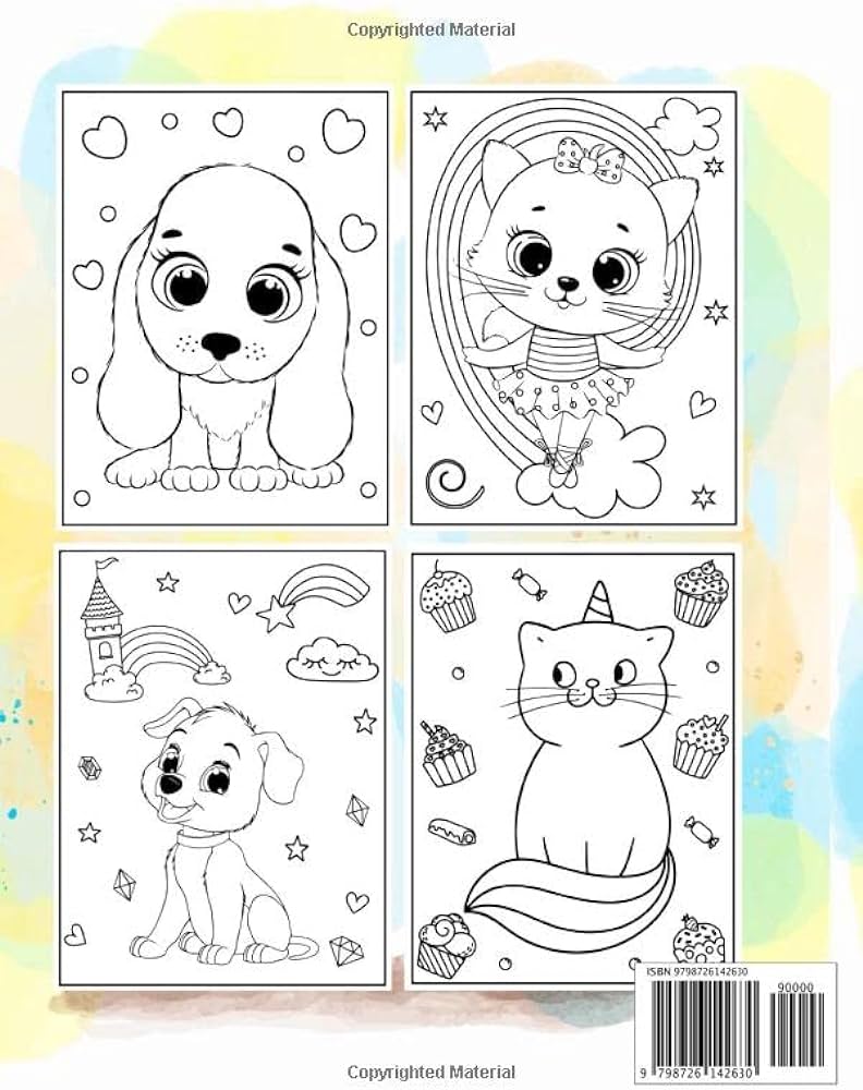 Puppies and kittens coloring book for girls kitten puppy coloring book for kids cute dogs cat coloring book for baby preschooler kindergarteners book more for the dog cat lover