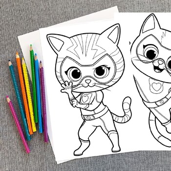 Super kitties coloring pagessuper kitties coloring book printable for kids