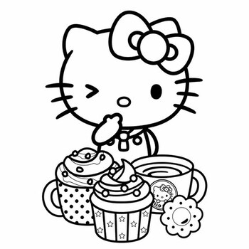 Hello kitty coloring pages by coloring book hkm tpt