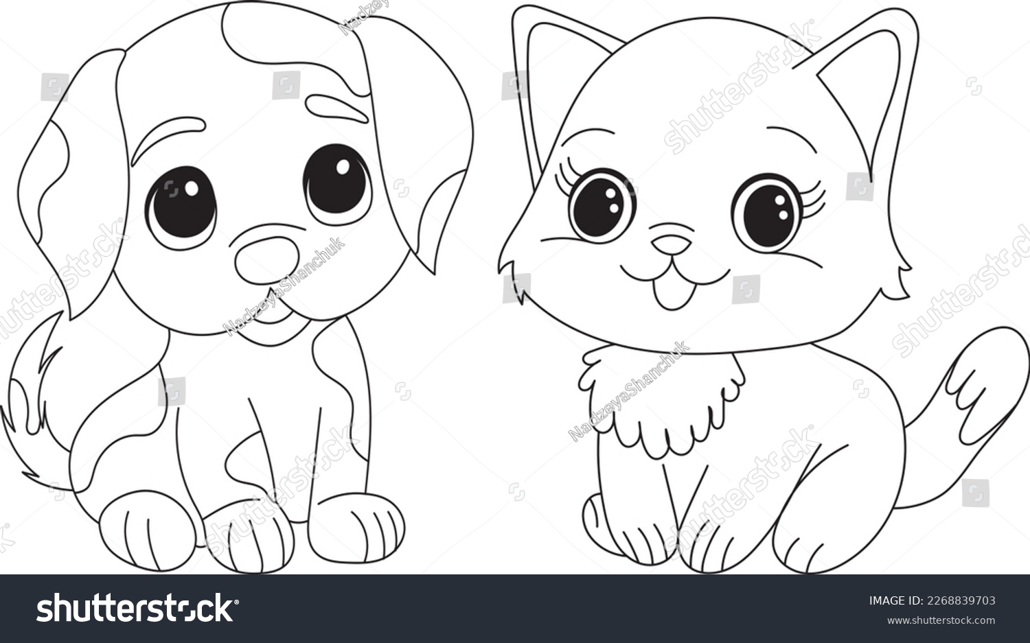 Puppy kitten coloring book kids isolated stock vector royalty free