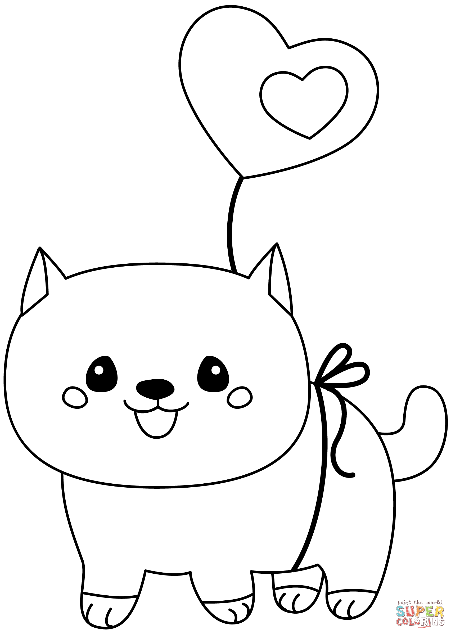 Kawaii puppy coloring page free printable coloring pages