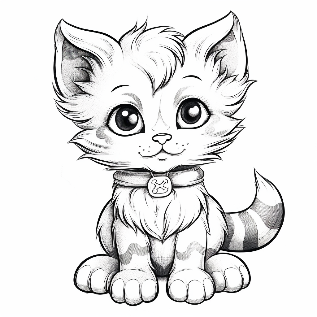Drawing of a cute little kitty coloring page ðñðððððº