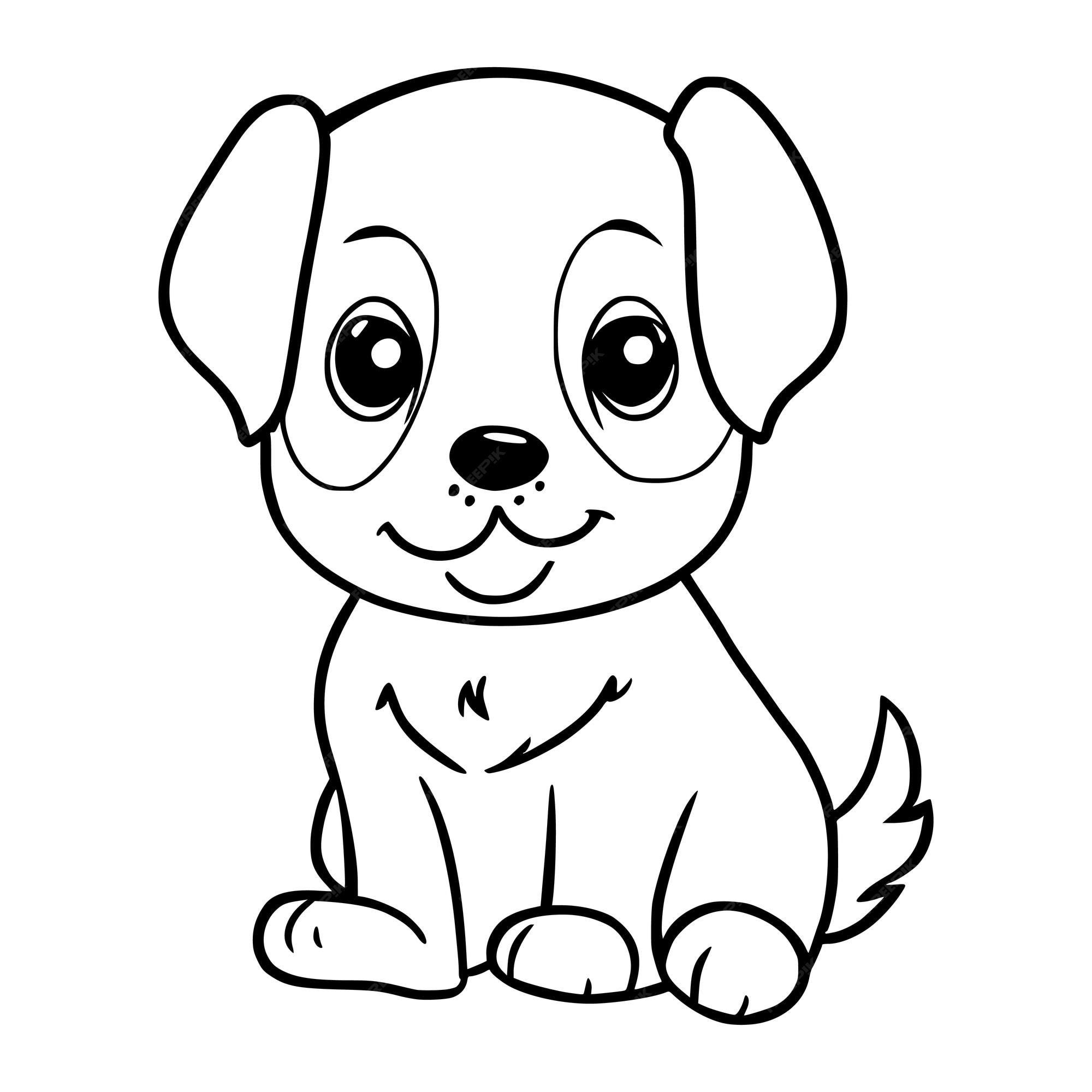Premium vector cute puppy coloring pages for kids and toddlers
