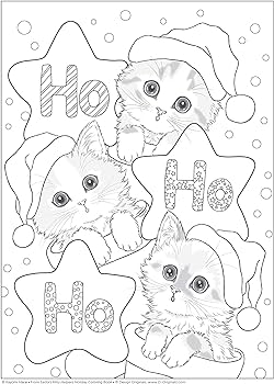 Santas kitty helpers holiday coloring book design originals cute expressive