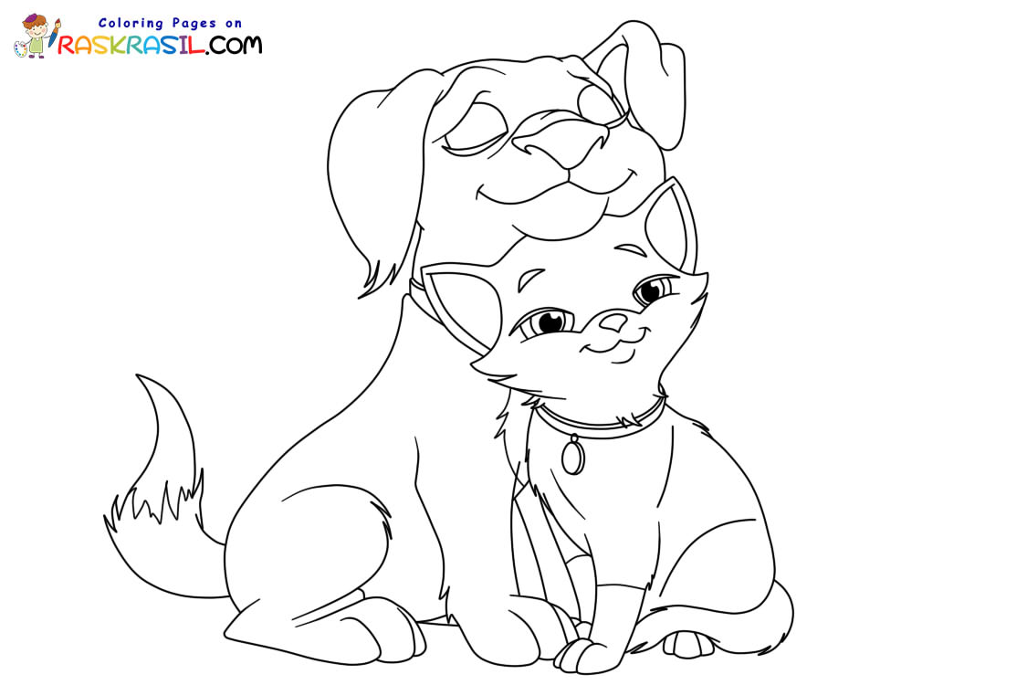 Dog and cat coloring pages