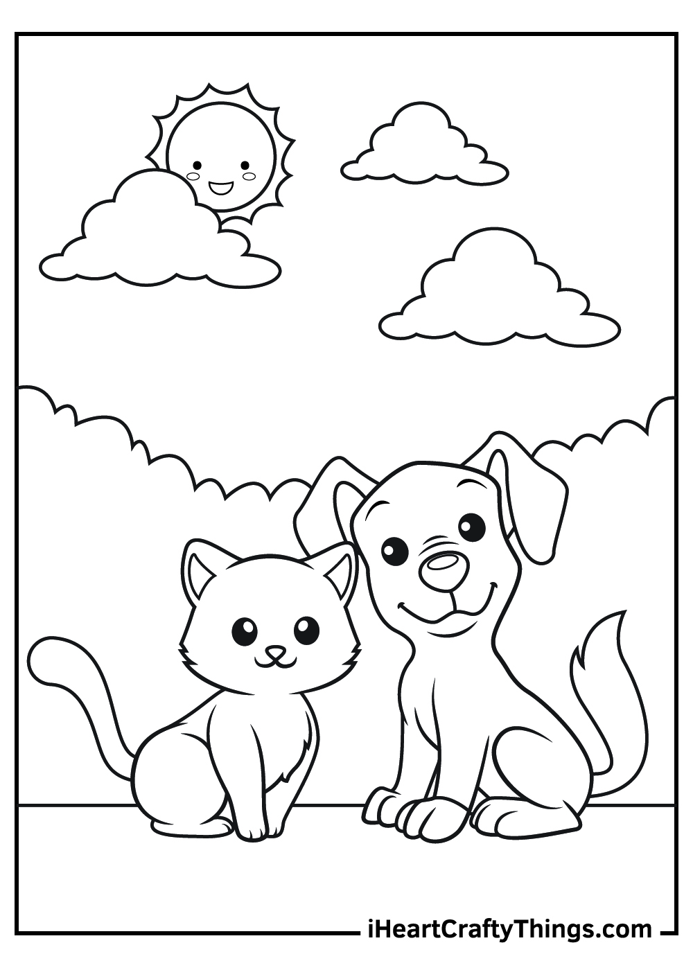 Dog and cat coloring pages free printables