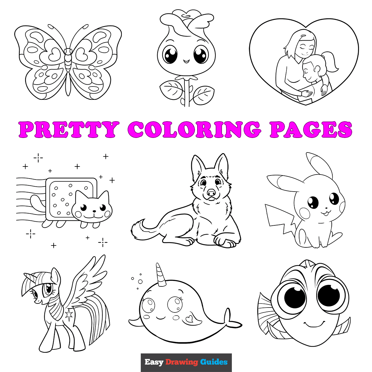 Free printable pretty coloring pages for kids