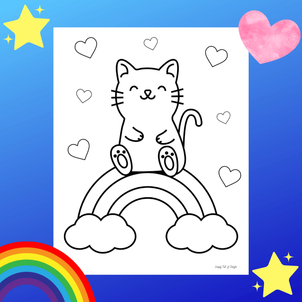 Cute kitty coloring pages for kids free printable