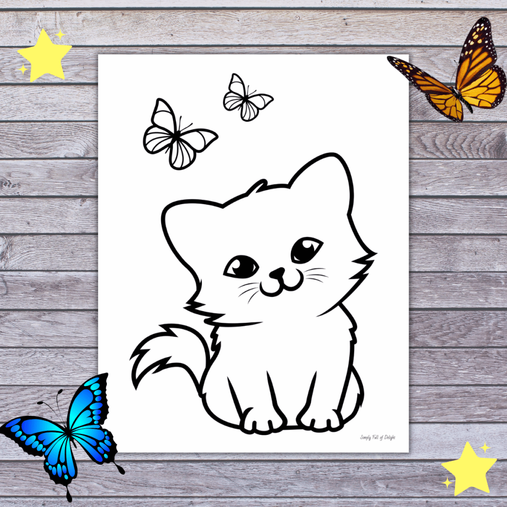 Cute kitty coloring pages for kids free printable