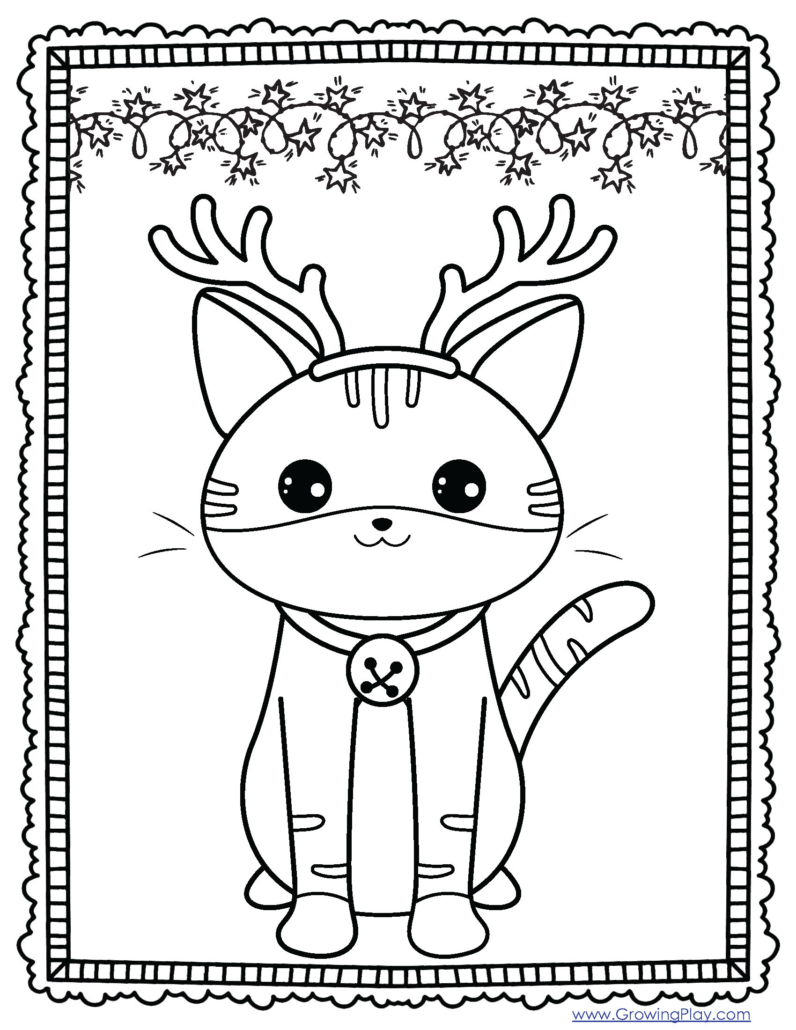 Christmas cat coloring pages pdf