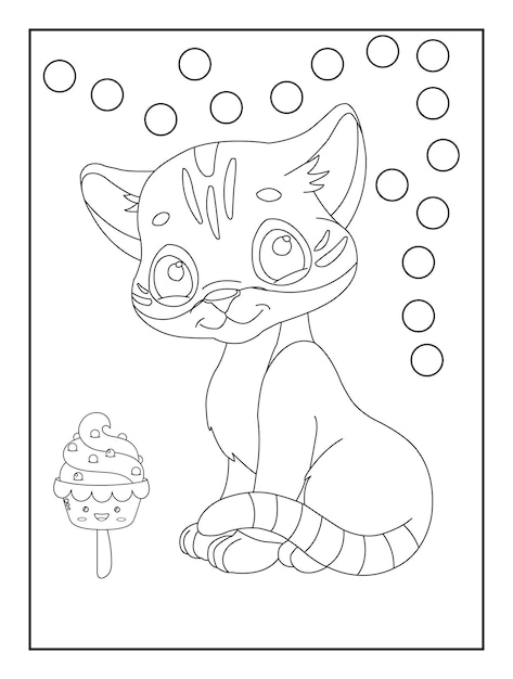 Premium vector kitty cat outline coloring page for kids animal coloring book cartoon vector illustration doddle