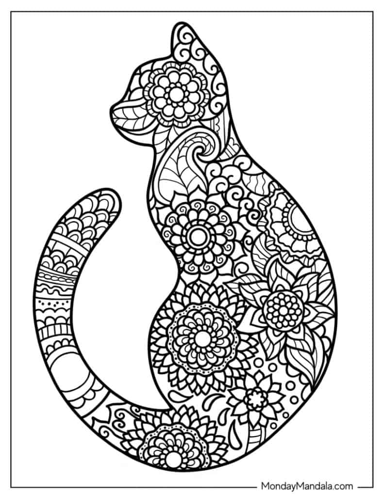 Cat coloring pages free pdf printables