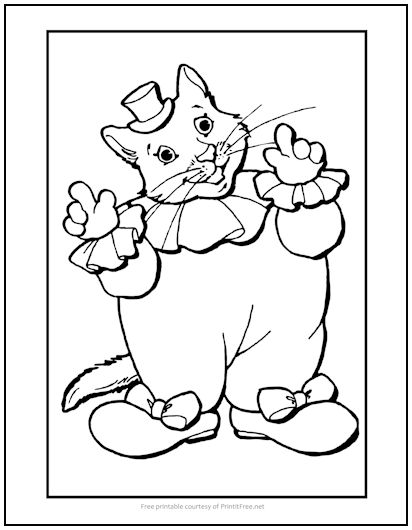 Clown kitty cat coloring page print it free