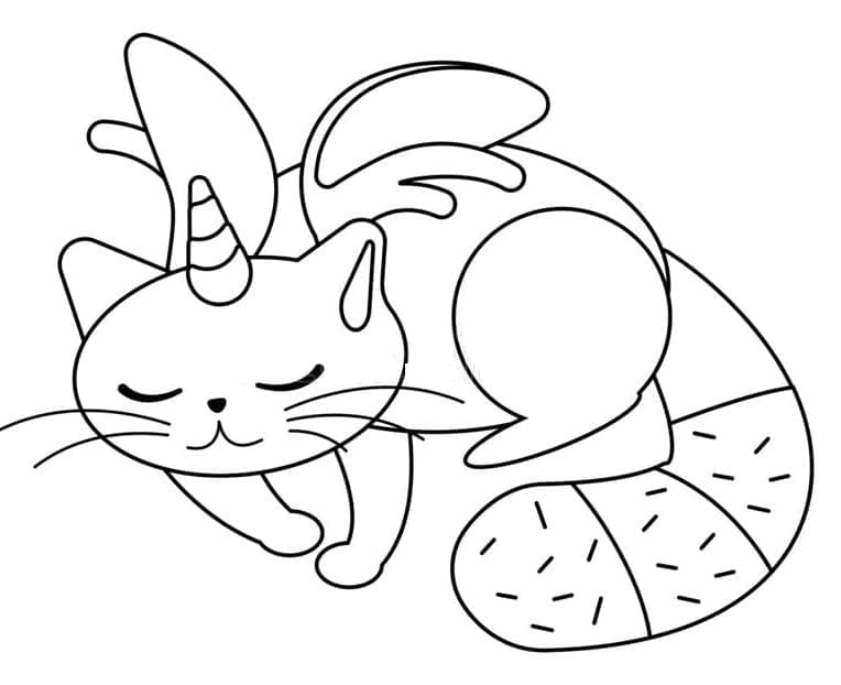 A flying unicorn cat coloring page