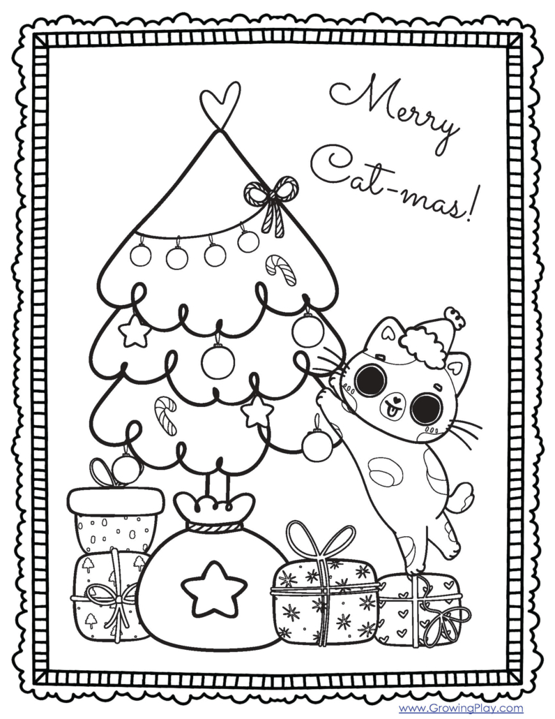 Christmas cat coloring pages pdf