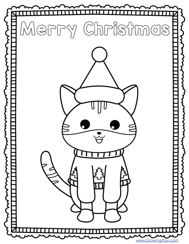 Christmas cat coloring pages pdf