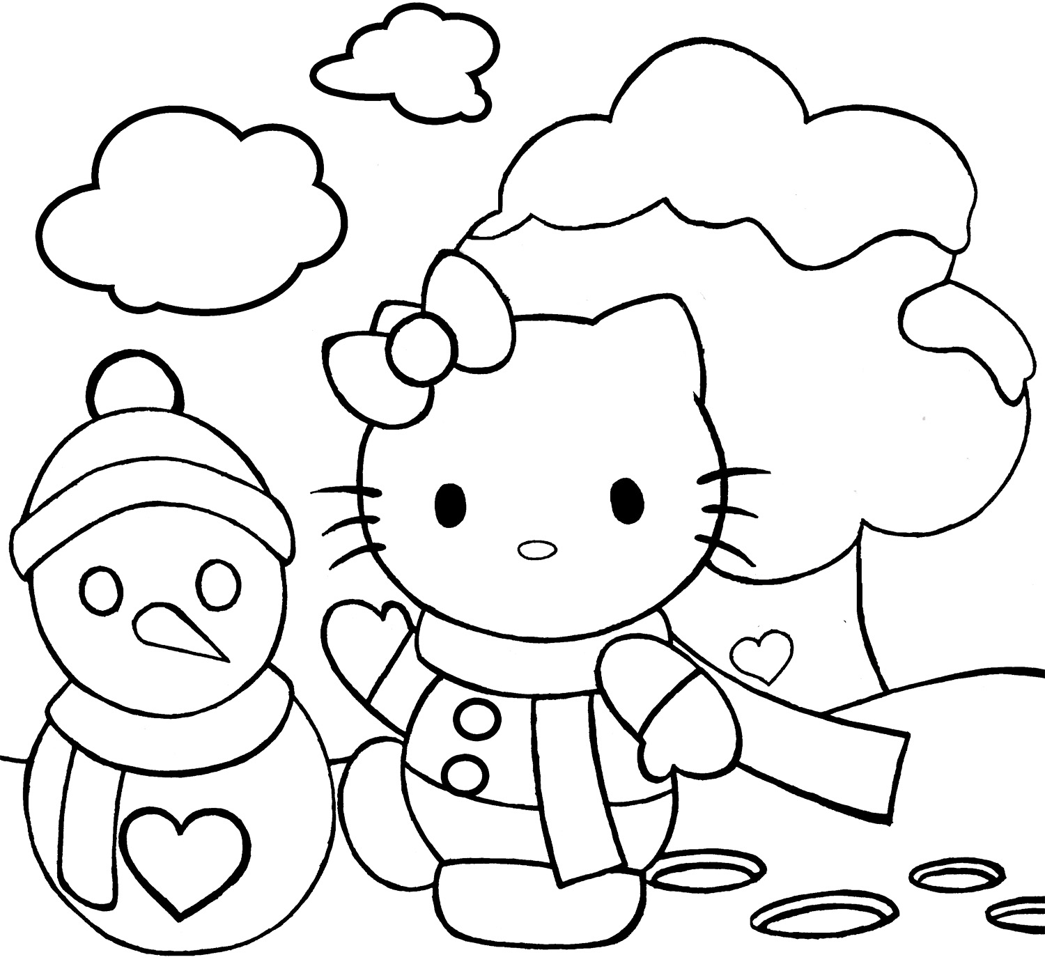 Hello kitty christmas coloring pages