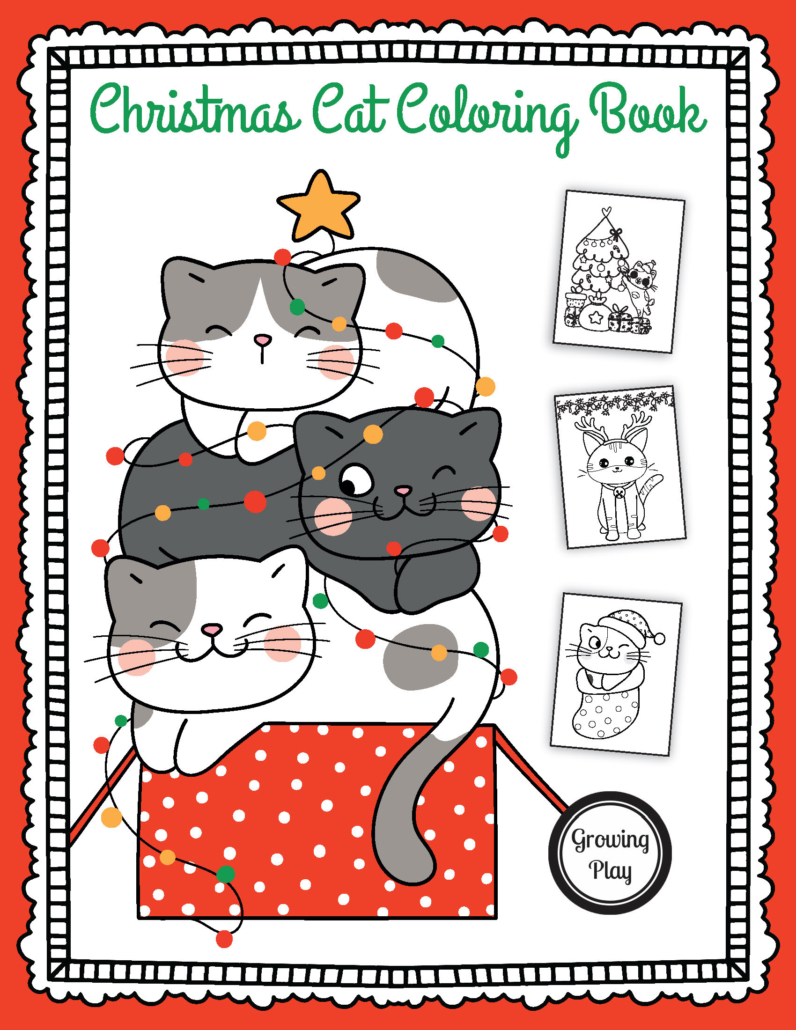 Christmas cat coloring pages pdf