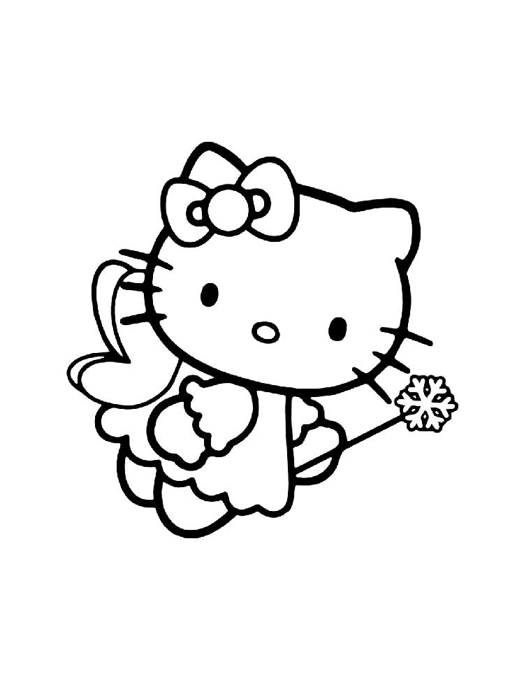 Hello kitty being a fairy coloring page