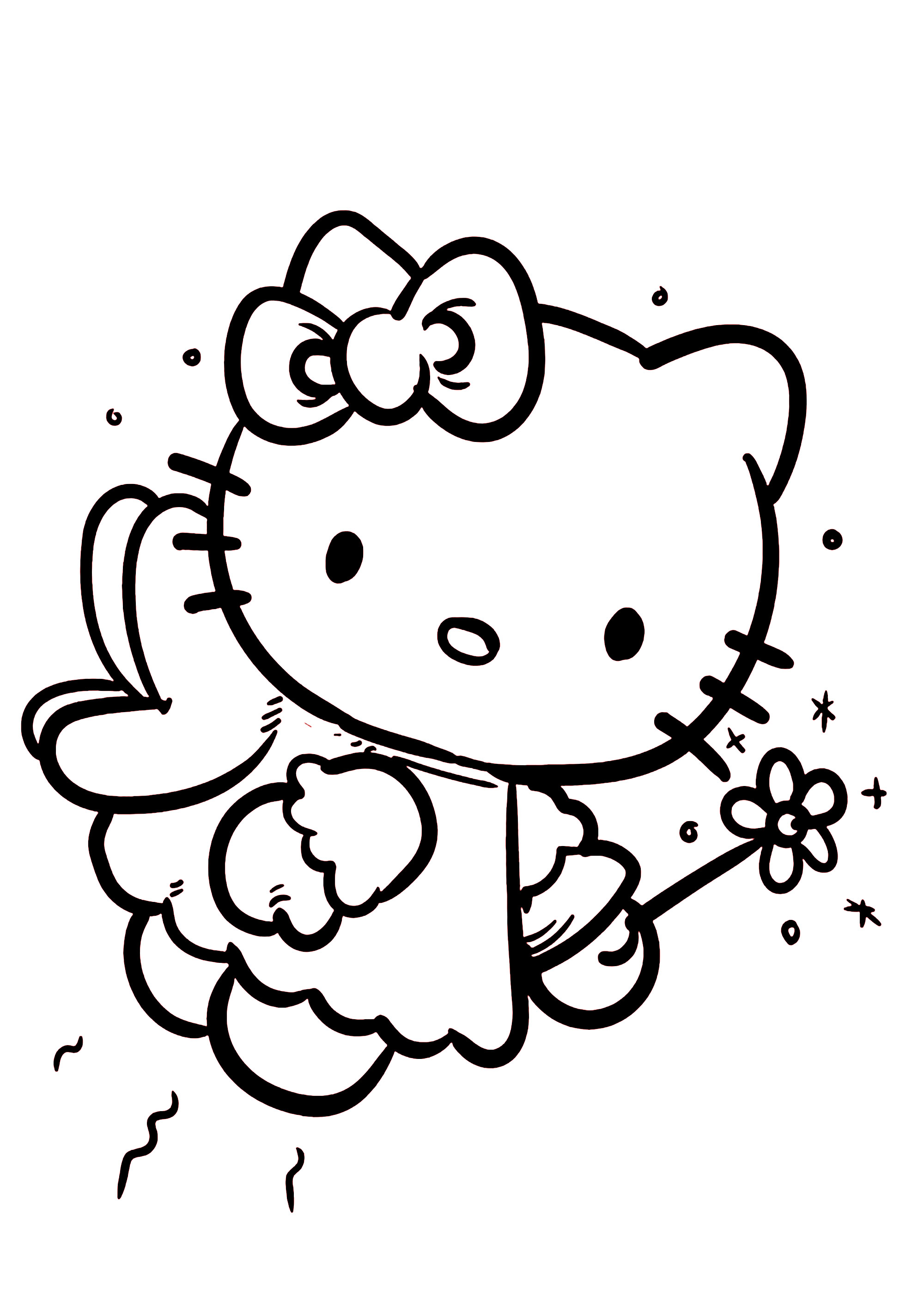 Hello kitty as a pretty fairy flying in the sky