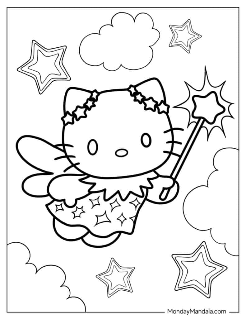 Hello kitty coloring pages free pdf printables