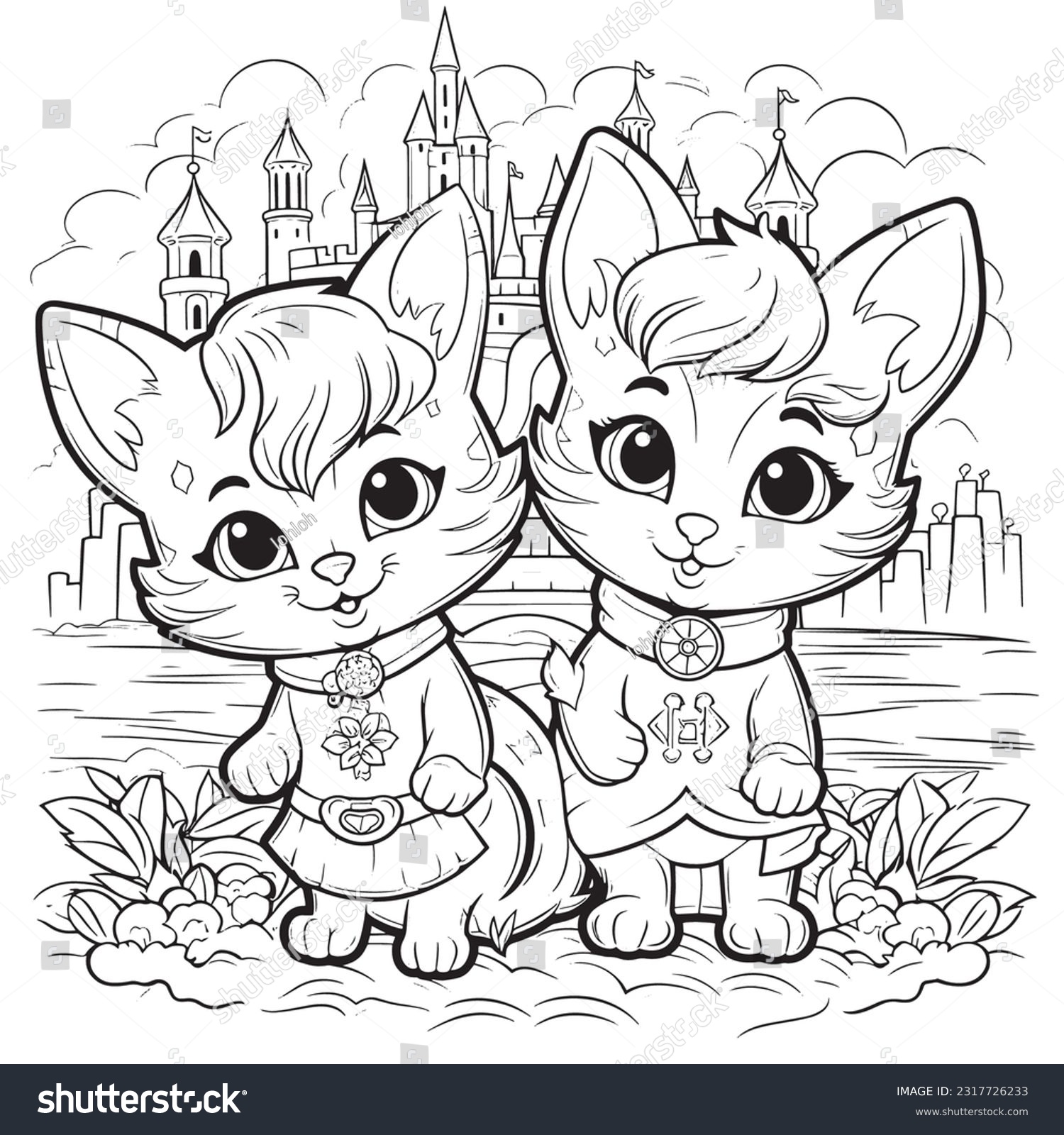 Black white coloring pages kids kitty stock vector royalty free