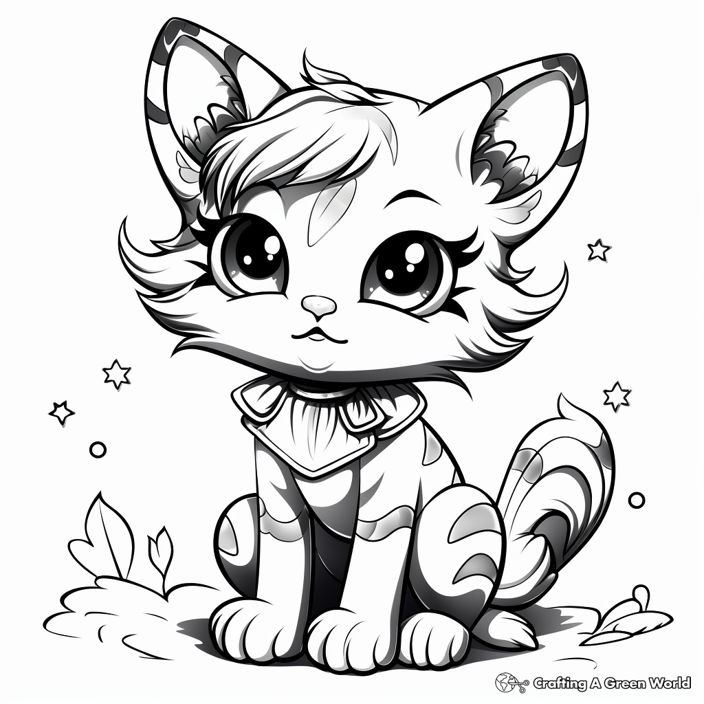 Kitty fairy coloring pages