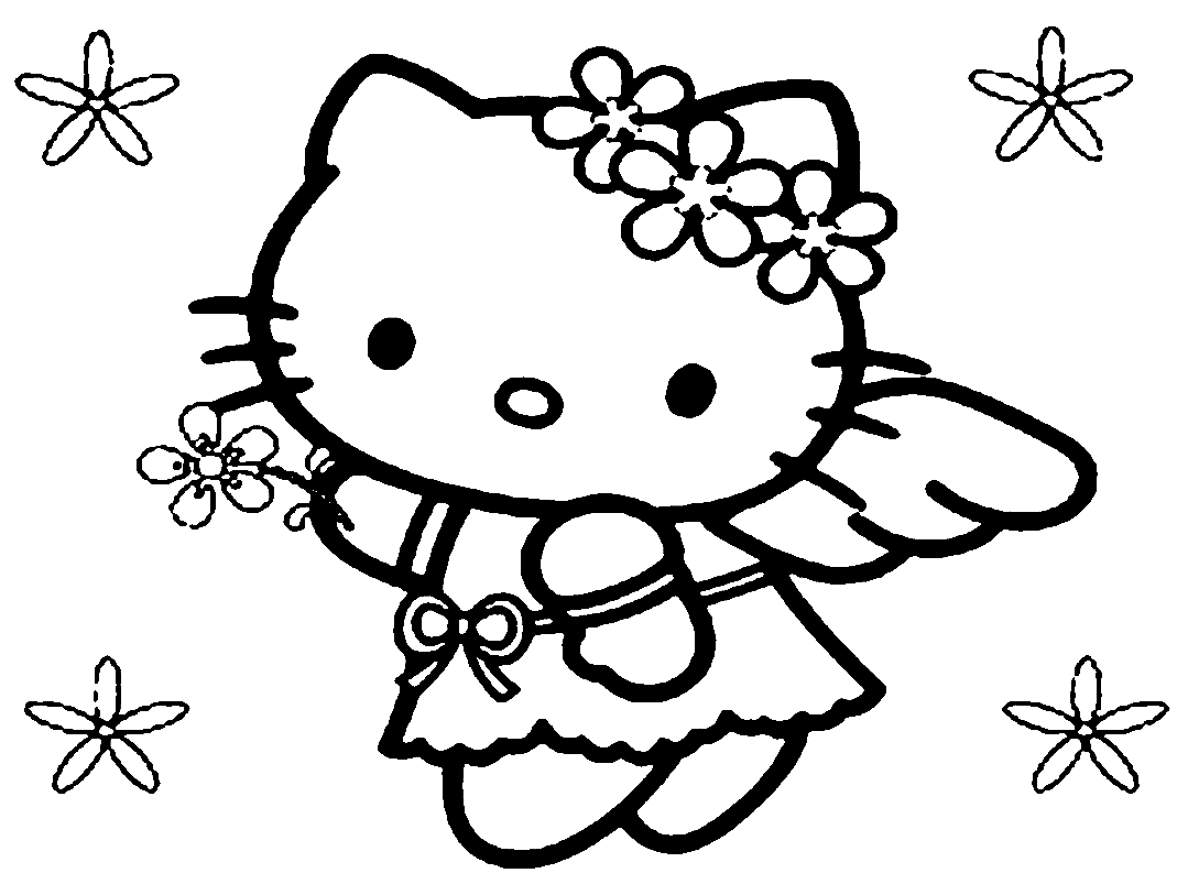 Fairy hello kitty coloring page